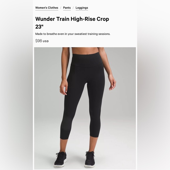 lululemon athletica Pants - Lululemon Wunder Train High-Rise Crop Top excellent condition size 4 black